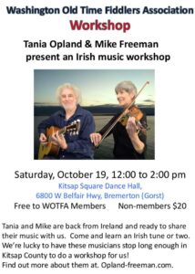 Tania Opland & Mike Freeman present an Irish music workshop