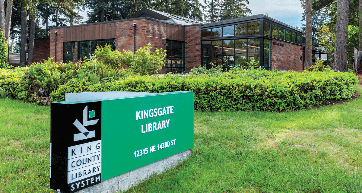 The front of the Kingsgate library building in Kirkland